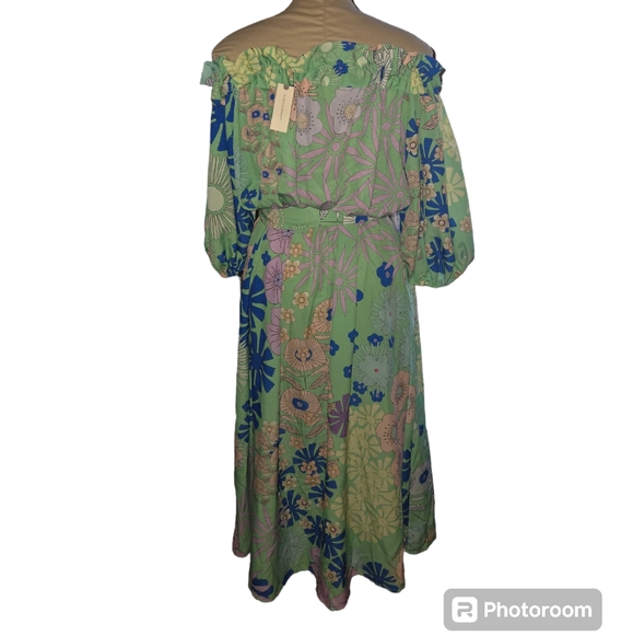 Anthropologie Oopscool Off-The-Shoulder Printed Dress Size S - Picture 8 of 13